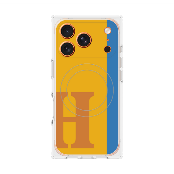 プレミアムスクエアケース with MagSafe［ オリジナル - initial color line - H orange ］