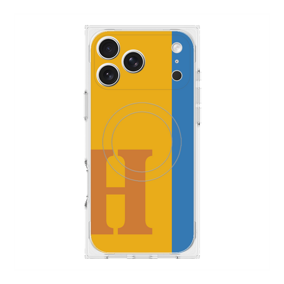 プレミアムスクエアケース with MagSafe［ オリジナル - initial color line - H orange ］