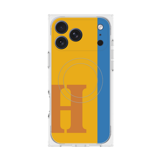 プレミアムスクエアケース with MagSafe［ オリジナル - initial color line - H orange ］