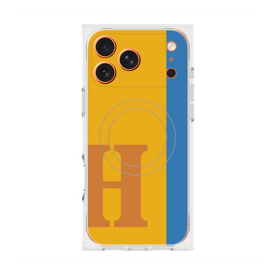 プレミアムスクエアケース with MagSafe［ オリジナル - initial color line - H orange ］