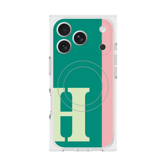 プレミアムスクエアケース with MagSafe［ オリジナル - initial color line - H green ］