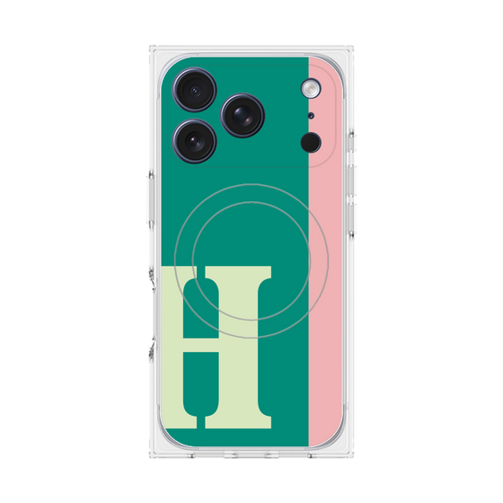 プレミアムスクエアケース with MagSafe［ オリジナル - initial color line - H green ］