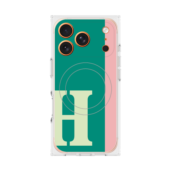 プレミアムスクエアケース with MagSafe［ オリジナル - initial color line - H green ］