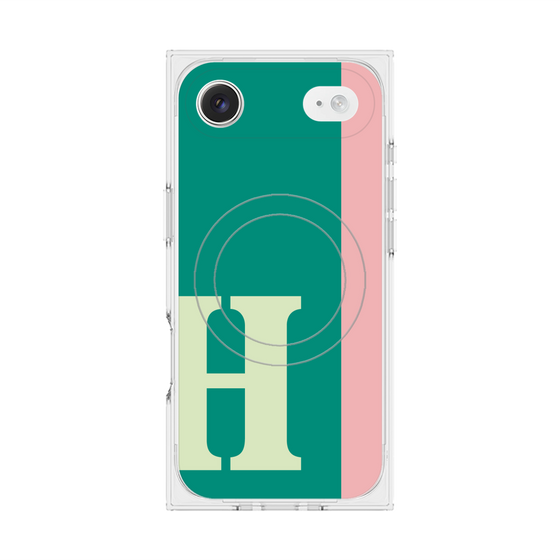 プレミアムスクエアケース with MagSafe［ オリジナル - initial color line - H green ］