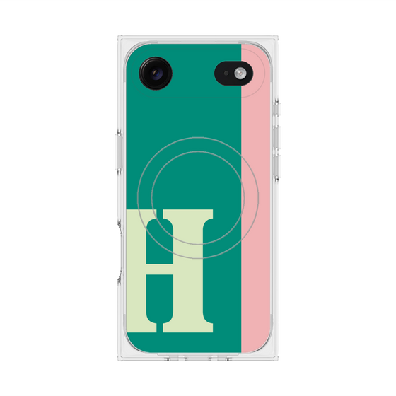 プレミアムスクエアケース with MagSafe［ オリジナル - initial color line - H green ］