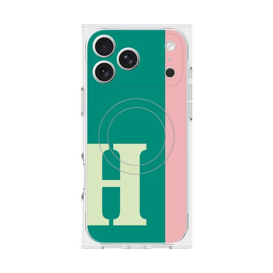 プレミアムスクエアケース with MagSafe［ オリジナル - initial color line - H green ］