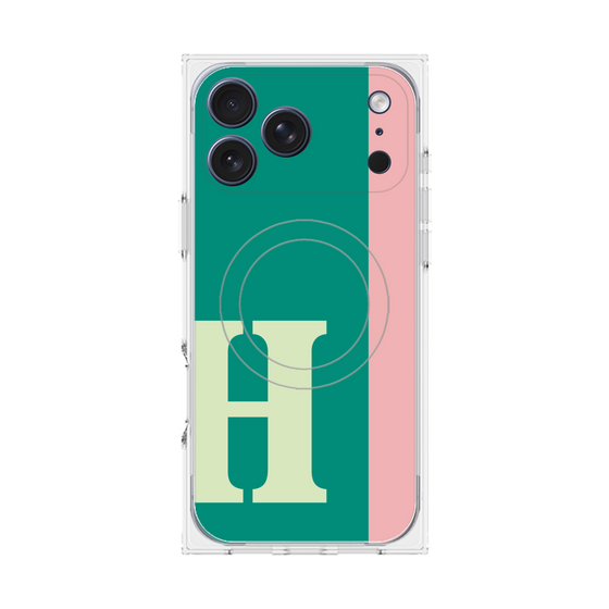 プレミアムスクエアケース with MagSafe［ オリジナル - initial color line - H green ］