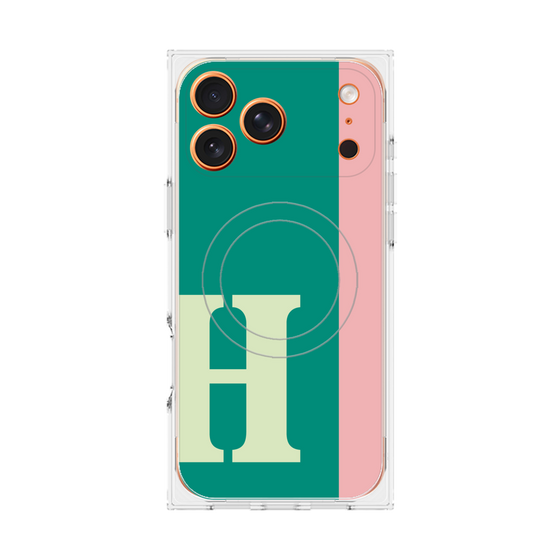 プレミアムスクエアケース with MagSafe［ オリジナル - initial color line - H green ］