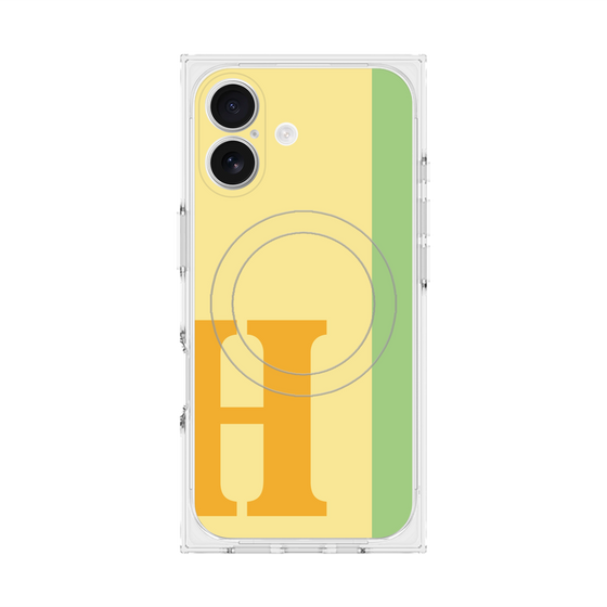 プレミアムスクエアケース with MagSafe［ オリジナル - initial color line - H yellow ］