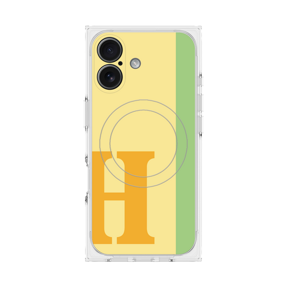 プレミアムスクエアケース with MagSafe［ オリジナル - initial color line - H yellow ］