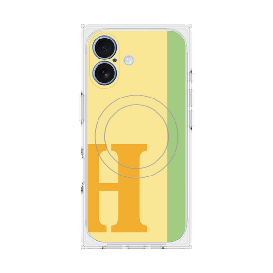 プレミアムスクエアケース with MagSafe［ オリジナル - initial color line - H yellow ］