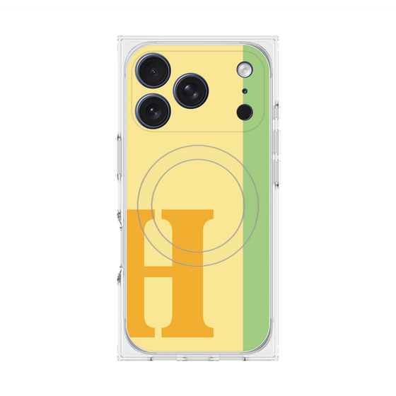 プレミアムスクエアケース with MagSafe［ オリジナル - initial color line - H yellow ］