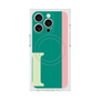 プレミアムスクエアケース with MagSafe［ オリジナル - initial color line - I green ］