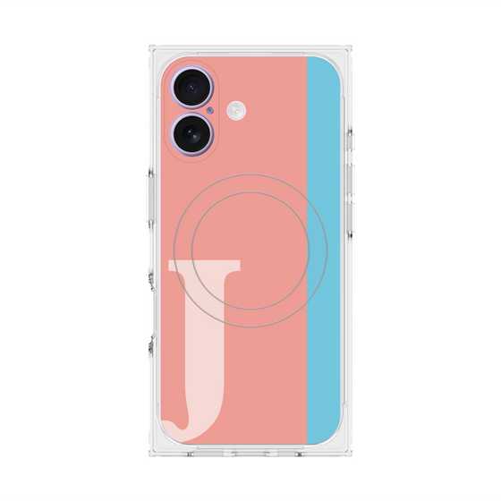 プレミアムスクエアケース with MagSafe［ オリジナル - initial color line - J pink ］