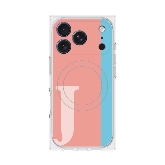 プレミアムスクエアケース with MagSafe［ オリジナル - initial color line - J pink ］