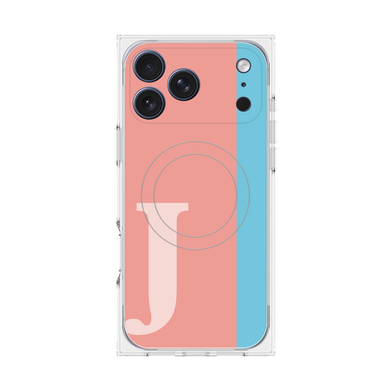 プレミアムスクエアケース with MagSafe［ オリジナル - initial color line - J pink ］