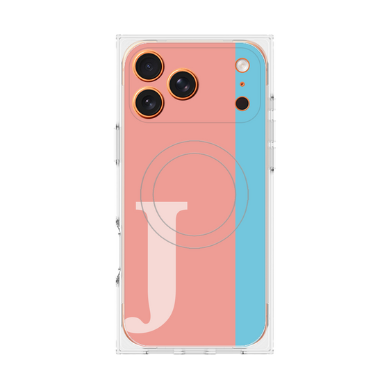 プレミアムスクエアケース with MagSafe［ オリジナル - initial color line - J pink ］