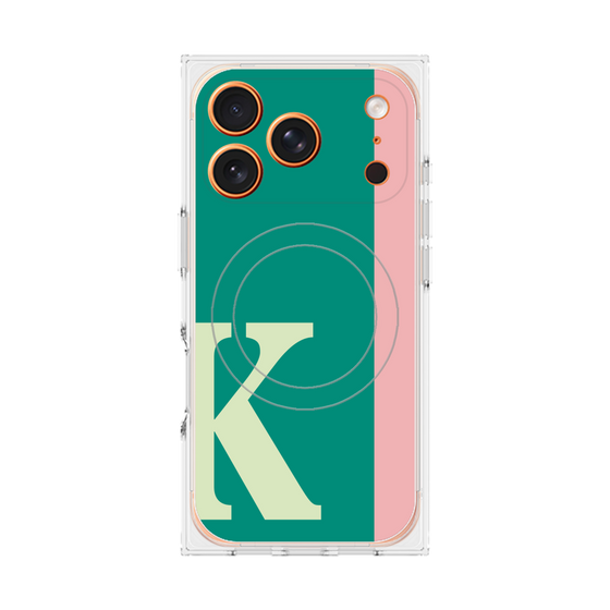プレミアムスクエアケース with MagSafe［ オリジナル - initial color line - K green ］