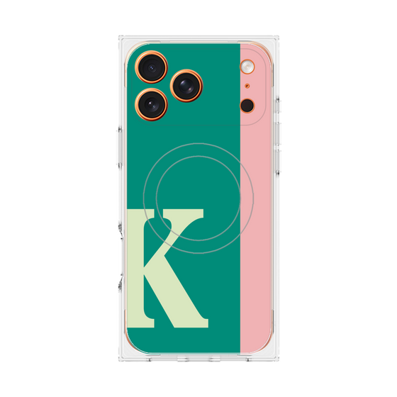 プレミアムスクエアケース with MagSafe［ オリジナル - initial color line - K green ］