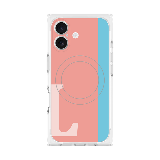 プレミアムスクエアケース with MagSafe［ オリジナル - initial color line - L pink ］