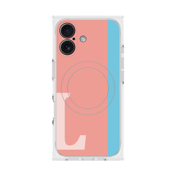 プレミアムスクエアケース with MagSafe［ オリジナル - initial color line - L pink ］