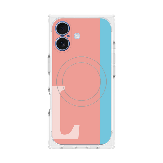 プレミアムスクエアケース with MagSafe［ オリジナル - initial color line - L pink ］