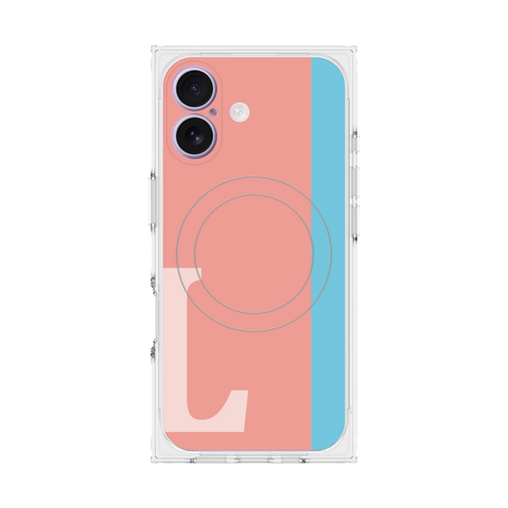 プレミアムスクエアケース with MagSafe［ オリジナル - initial color line - L pink ］