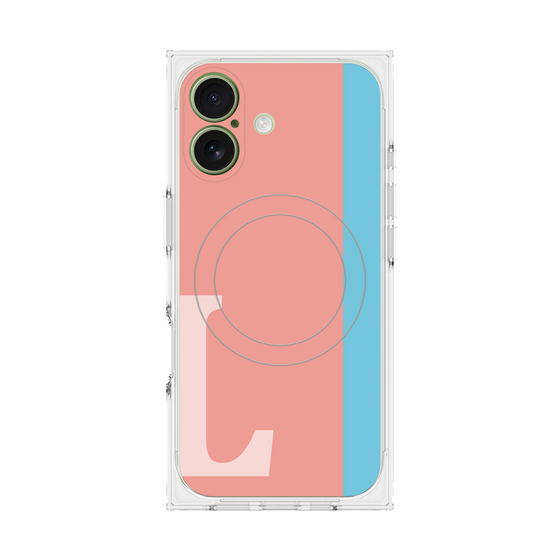 プレミアムスクエアケース with MagSafe［ オリジナル - initial color line - L pink ］