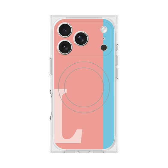 プレミアムスクエアケース with MagSafe［ オリジナル - initial color line - L pink ］