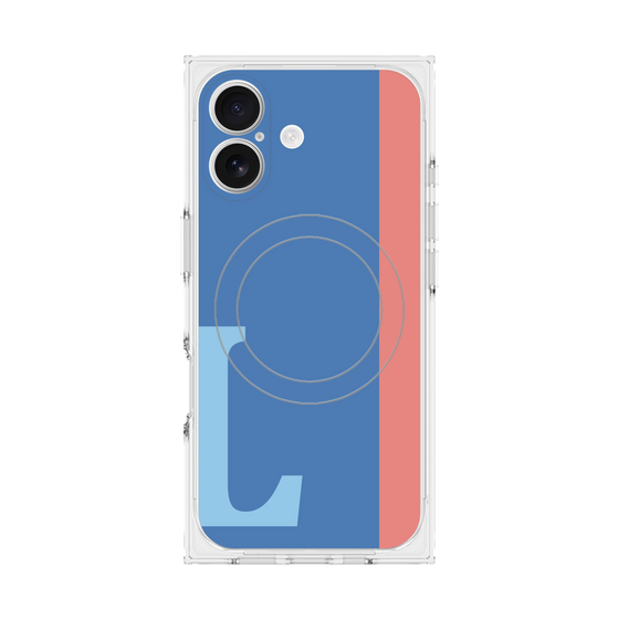 プレミアムスクエアケース with MagSafe［ オリジナル - initial color line - L blue ］