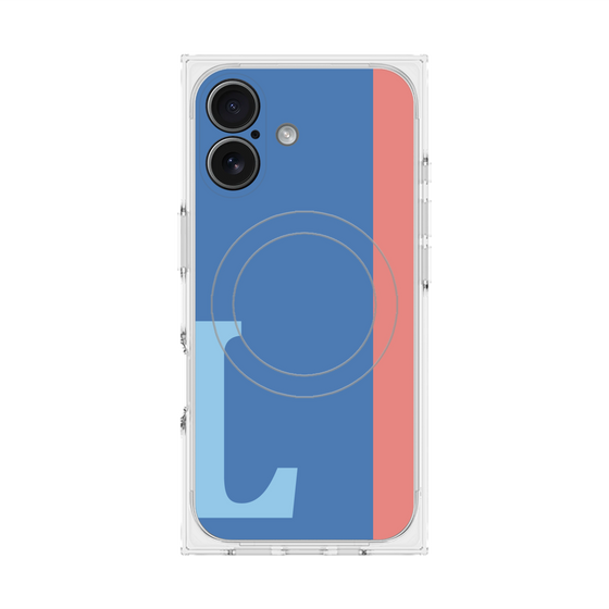 プレミアムスクエアケース with MagSafe［ オリジナル - initial color line - L blue ］