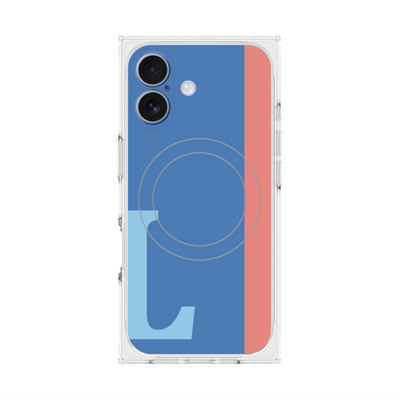 プレミアムスクエアケース with MagSafe［ オリジナル - initial color line - L blue ］