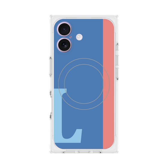 プレミアムスクエアケース with MagSafe［ オリジナル - initial color line - L blue ］