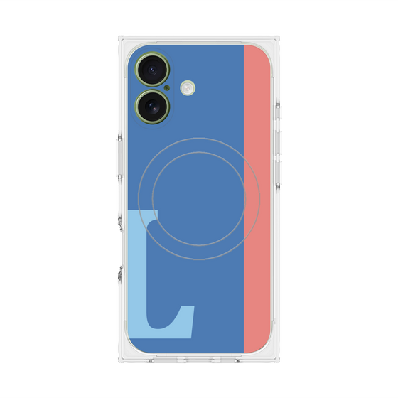 プレミアムスクエアケース with MagSafe［ オリジナル - initial color line - L blue ］