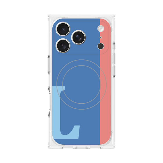 プレミアムスクエアケース with MagSafe［ オリジナル - initial color line - L blue ］