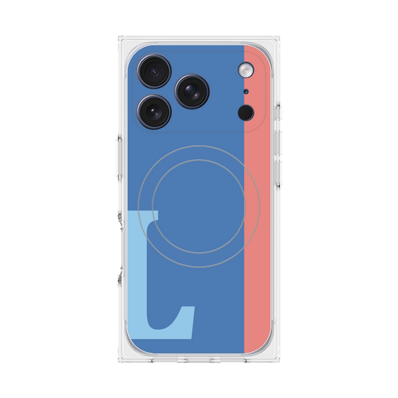 プレミアムスクエアケース with MagSafe［ オリジナル - initial color line - L blue ］