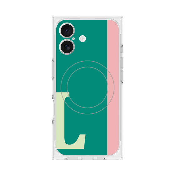 プレミアムスクエアケース with MagSafe［ オリジナル - initial color line - L green ］