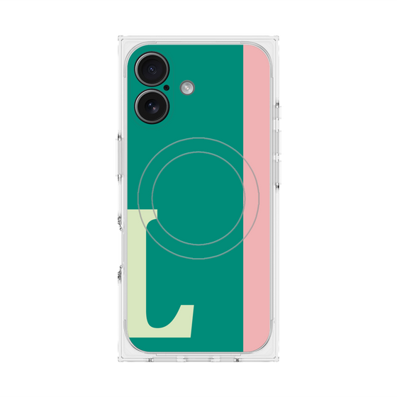 プレミアムスクエアケース with MagSafe［ オリジナル - initial color line - L green ］