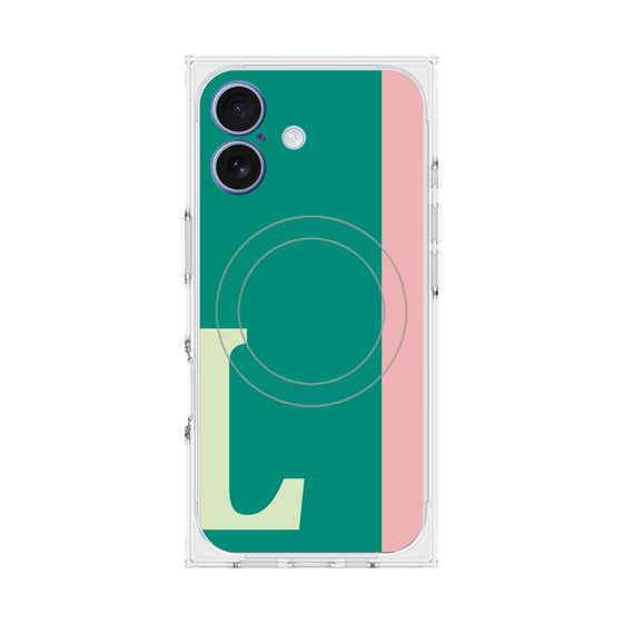 プレミアムスクエアケース with MagSafe［ オリジナル - initial color line - L green ］