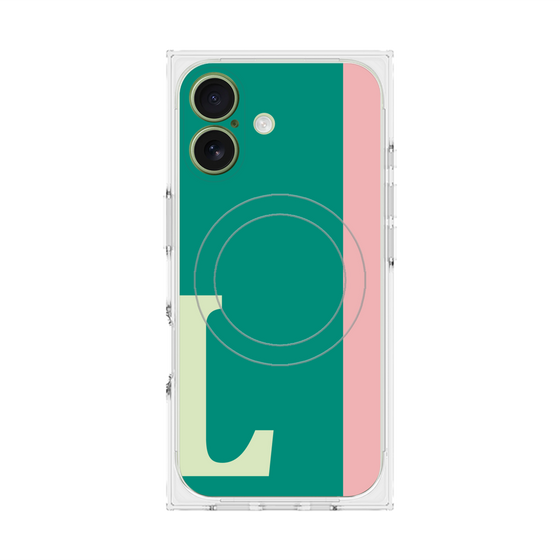 プレミアムスクエアケース with MagSafe［ オリジナル - initial color line - L green ］
