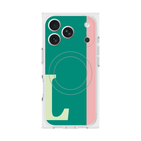 プレミアムスクエアケース with MagSafe［ オリジナル - initial color line - L green ］