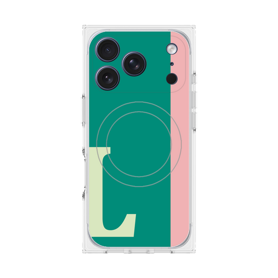 プレミアムスクエアケース with MagSafe［ オリジナル - initial color line - L green ］