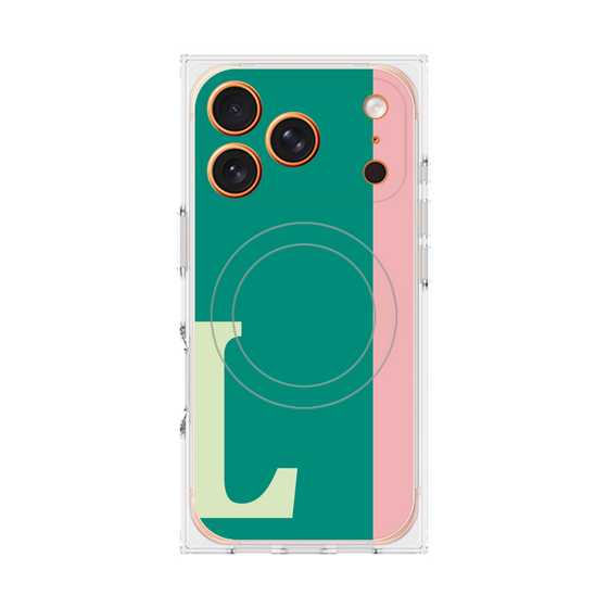プレミアムスクエアケース with MagSafe［ オリジナル - initial color line - L green ］