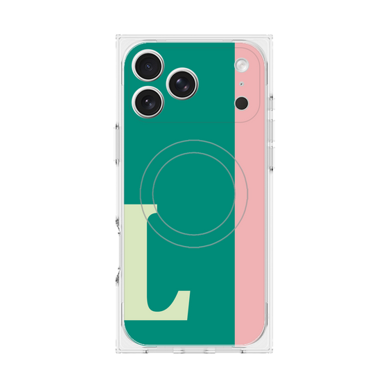 プレミアムスクエアケース with MagSafe［ オリジナル - initial color line - L green ］