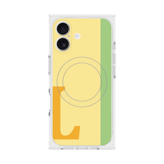 プレミアムスクエアケース with MagSafe［ オリジナル - initial color line - L yellow ］
