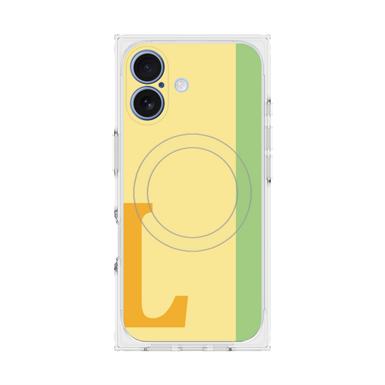 プレミアムスクエアケース with MagSafe［ オリジナル - initial color line - L yellow ］
