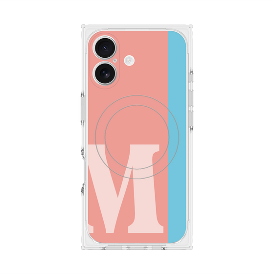 プレミアムスクエアケース with MagSafe［ オリジナル - initial color line - M pink ］