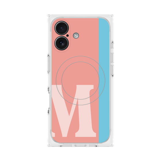 プレミアムスクエアケース with MagSafe［ オリジナル - initial color line - M pink ］