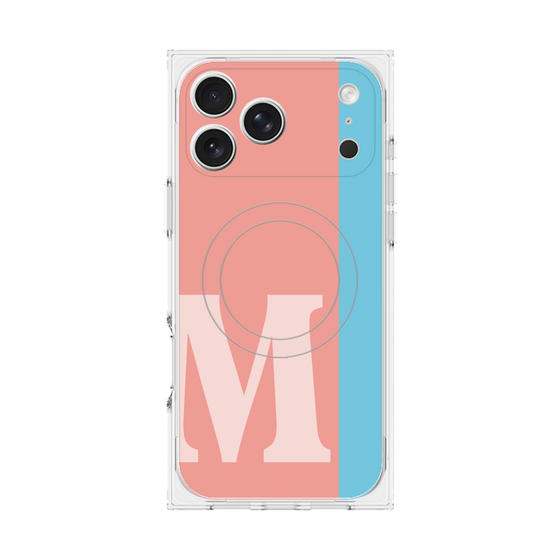 プレミアムスクエアケース with MagSafe［ オリジナル - initial color line - M pink ］