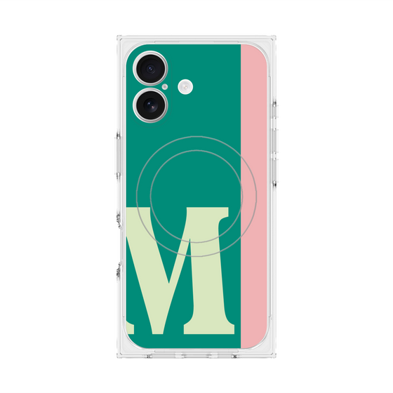 プレミアムスクエアケース with MagSafe［ オリジナル - initial color line - M green ］